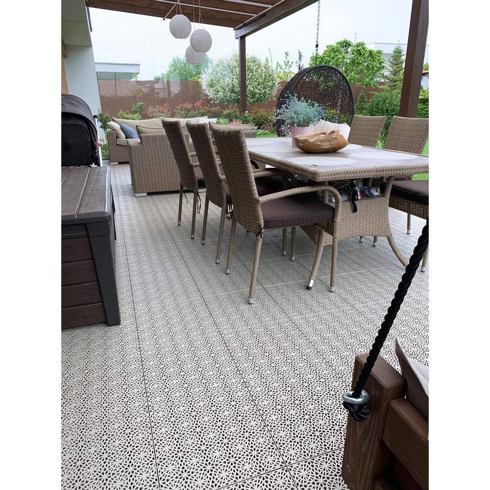 Unbranded XL Edge 0.2 ft. x 1.24 ft. PVC Edge Deck Tiles in Sandstorm (10 Per Box) (2)