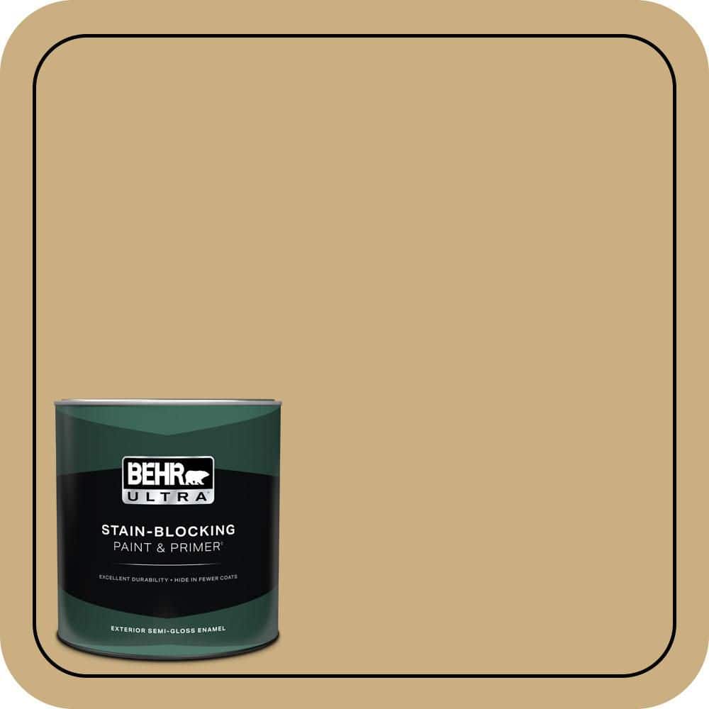 BEHR ULTRA 1 qt. #S310-4 Perennial Gold Semi-Gloss Enamel Exterior Paint & Primer