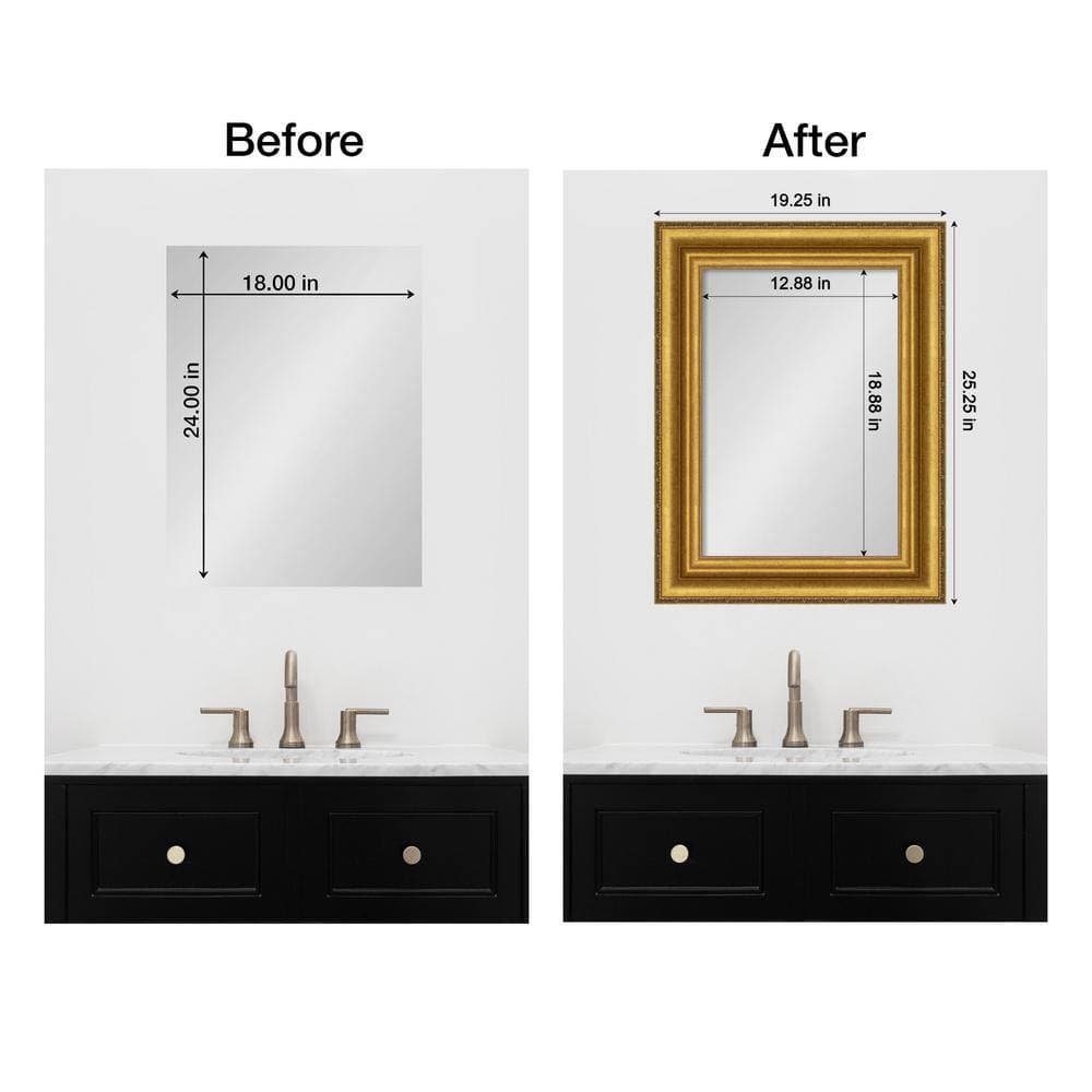 Amanti Art Mirror Makeover Parlor Gold 19.25 in. W x 25.25 in. H Bathroom Mirror Frame Border Kit-Fits a 18 x 24 Mirror (2)