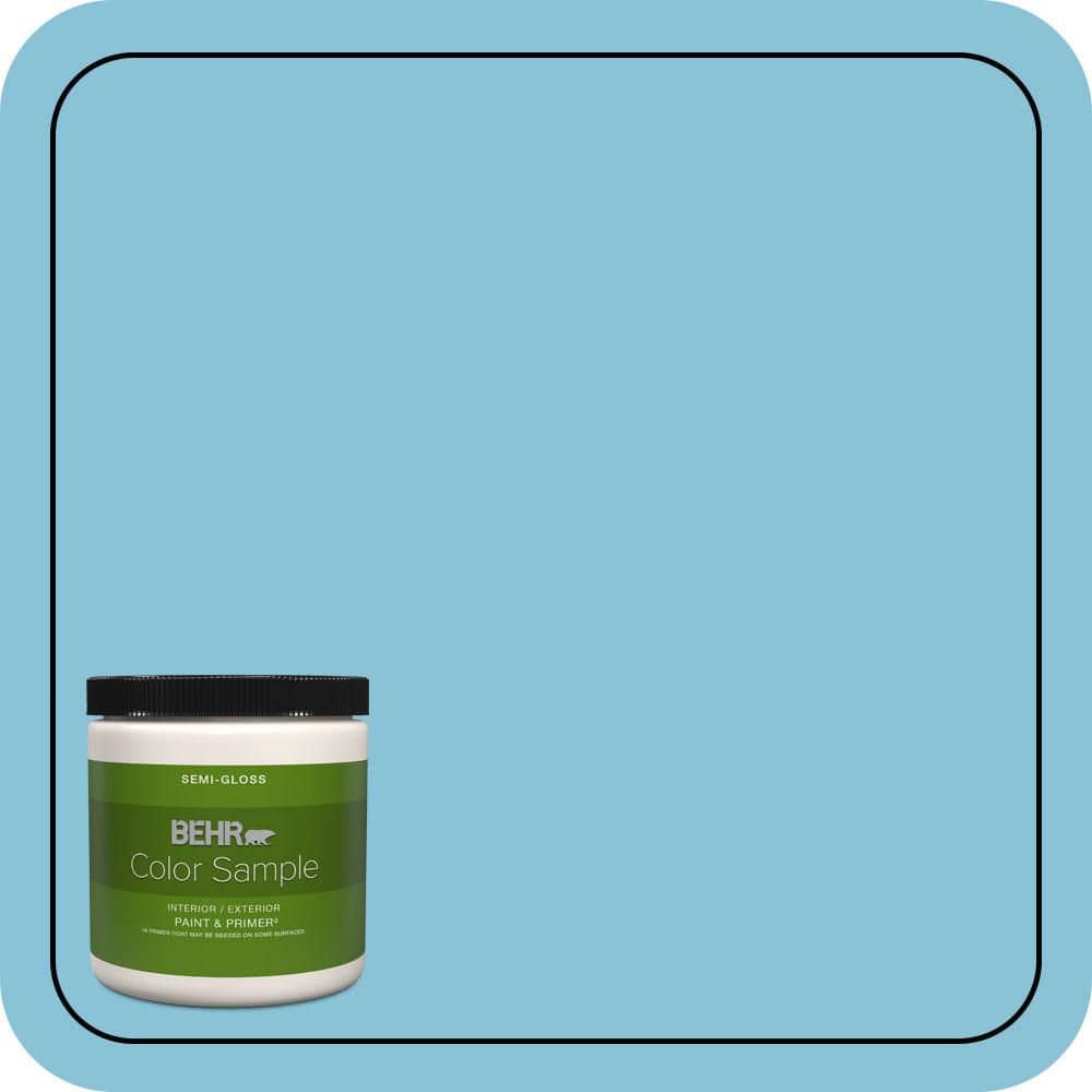 BEHR PREMIUM PLUS 8 oz. #540D-4 Dreaming Blue Semi-Gloss Interior/Exterior Paint & Primer Color Sample