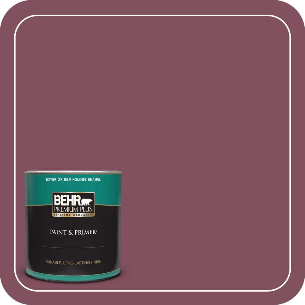 BEHR PREMIUM PLUS 1 qt. #T17-14 Artful Magenta Semi-Gloss Enamel Exterior Paint & Primer