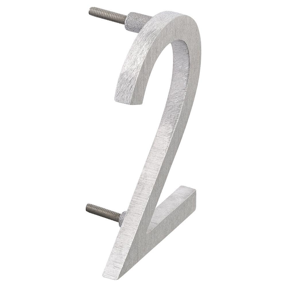 Montague Metal Products 12 in. Brushed Aluminum Floating or Flat Modern House Number 2 (2)