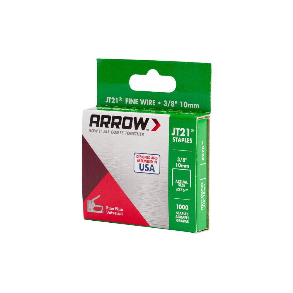 Arrow 3/8 in. Leg x 7/16 in. 276 Electro-galvanized, Medium Crown, 22.5-Gauge, Standard Steel Staples (1,000-Pack) (3)