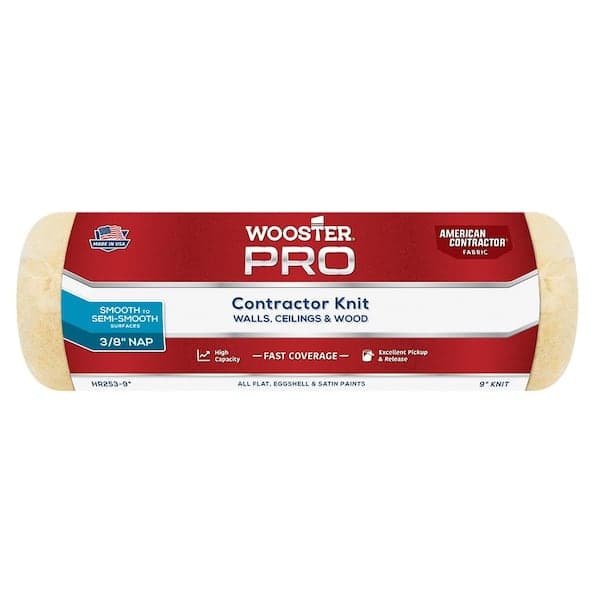 Wooster 9 in. x 3/8 in. Pro American Contractor High-Density Knit Fabric Roller (2)