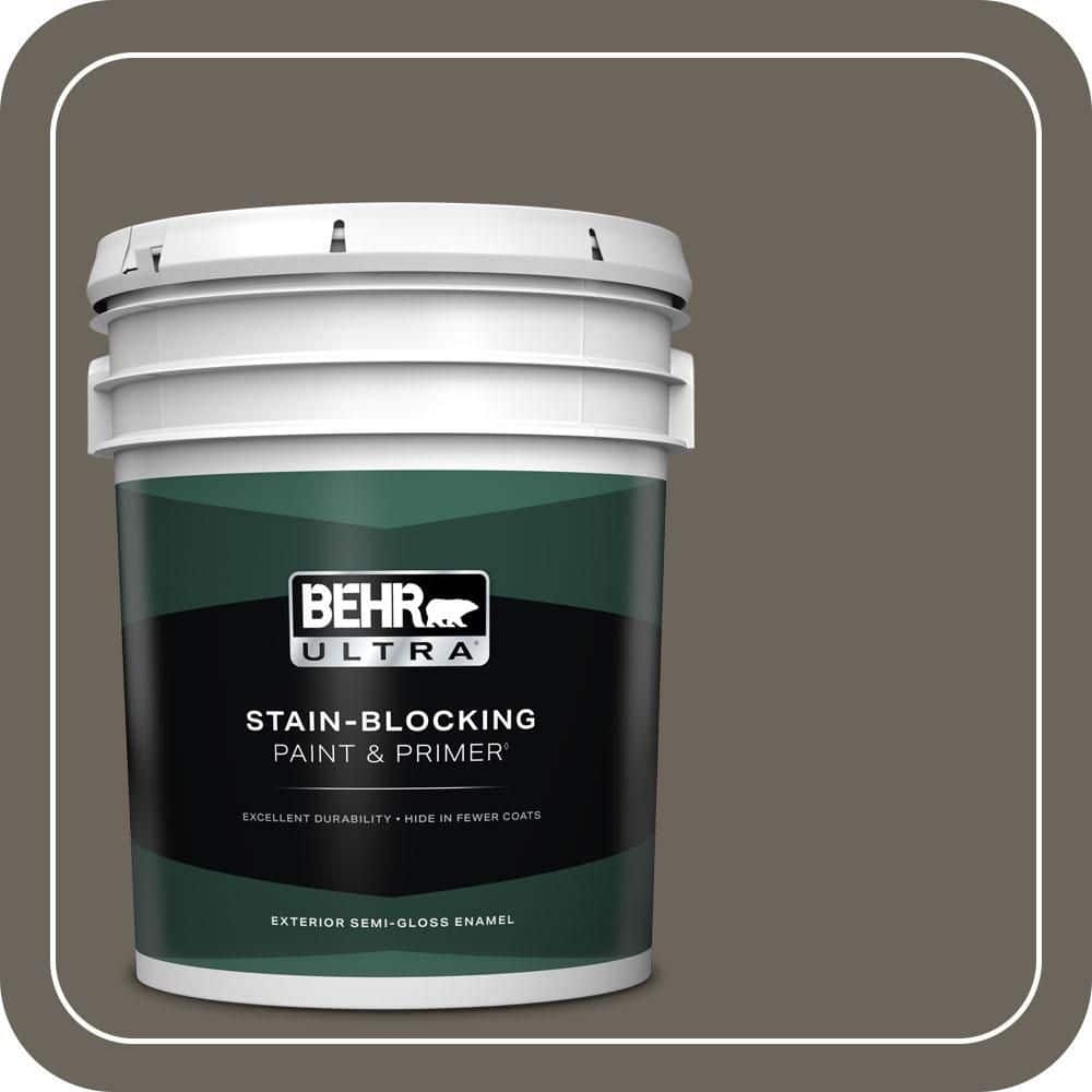 BEHR ULTRA 5 gal. #N360-6 Patio Stone Semi-Gloss Enamel Exterior Paint & Primer