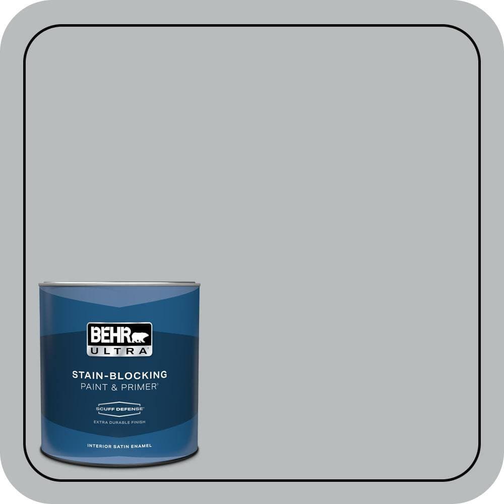 BEHR ULTRA 1 qt. #PPU18-05 French Silver Extra Durable Satin Enamel Interior Paint & Primer