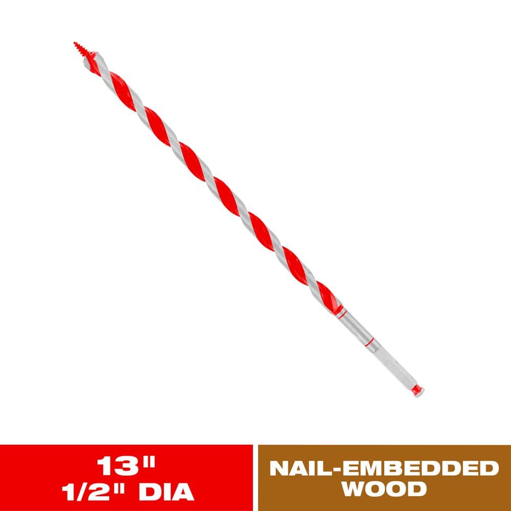 DIABLO 1/2 in. x 13 in. High Carbon Steel Auger Drill Bit for Wood and Nail-Embedded Wood
