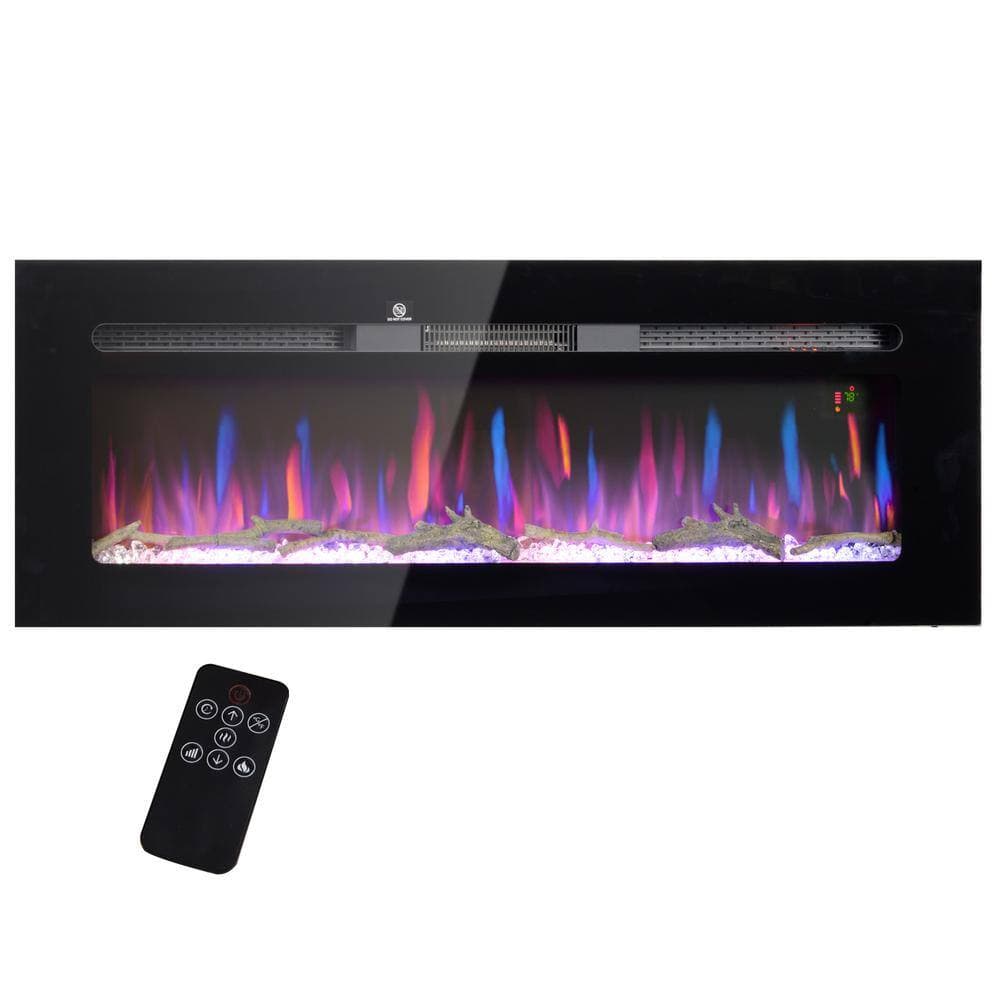 Ahfiwaso 50 in. 1500-Watt Black Electric Panel Infrared Space Heater with Remote, 8H Timer, Adjustable Flame Color and Brightness