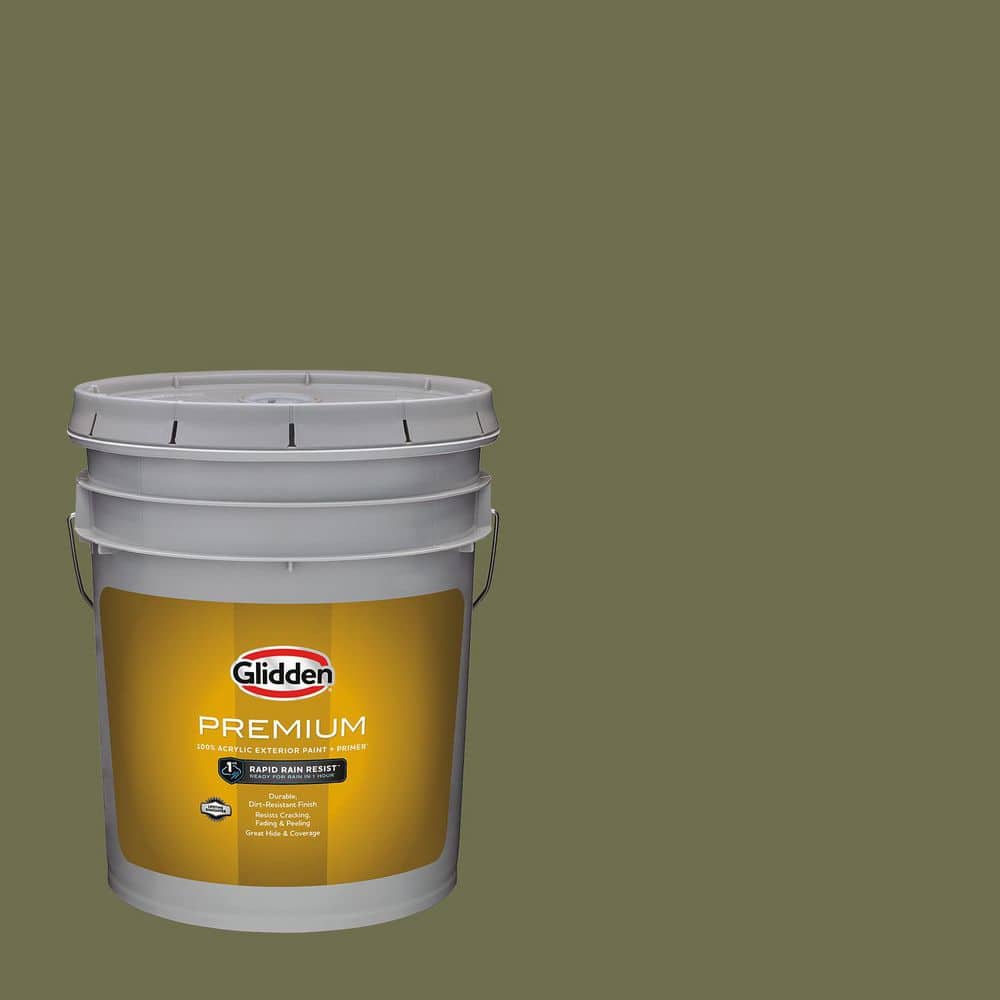 Glidden Premium 5 gal. PPG1125-6 Toy Tank Green Flat Exterior Latex Paint