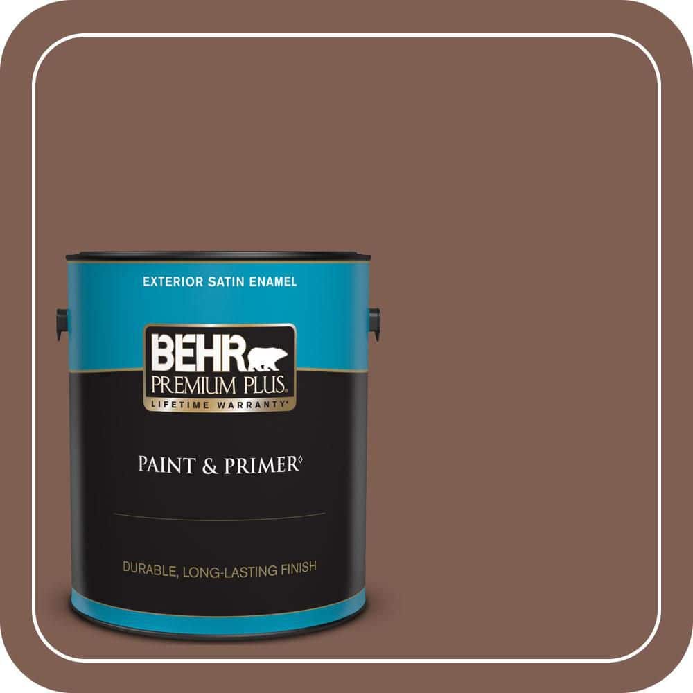 BEHR PREMIUM PLUS 1 gal. #N160-6 Spanish Chestnut Satin Enamel Exterior Paint & Primer