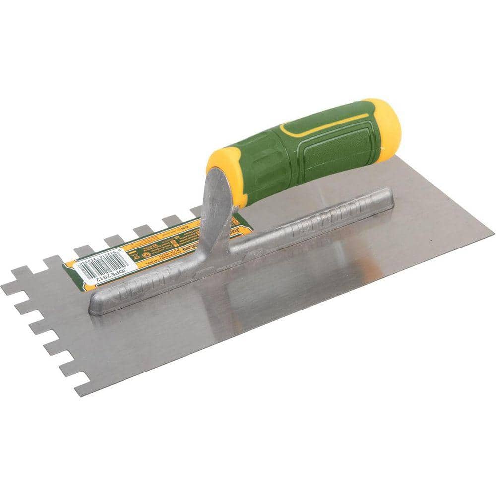 KIWDZFU 11 x 4.7 in. Plastering Trowel with SQ Teeth Notch Masonry Hand Tool for Tile Work Comfortable Grip (1)