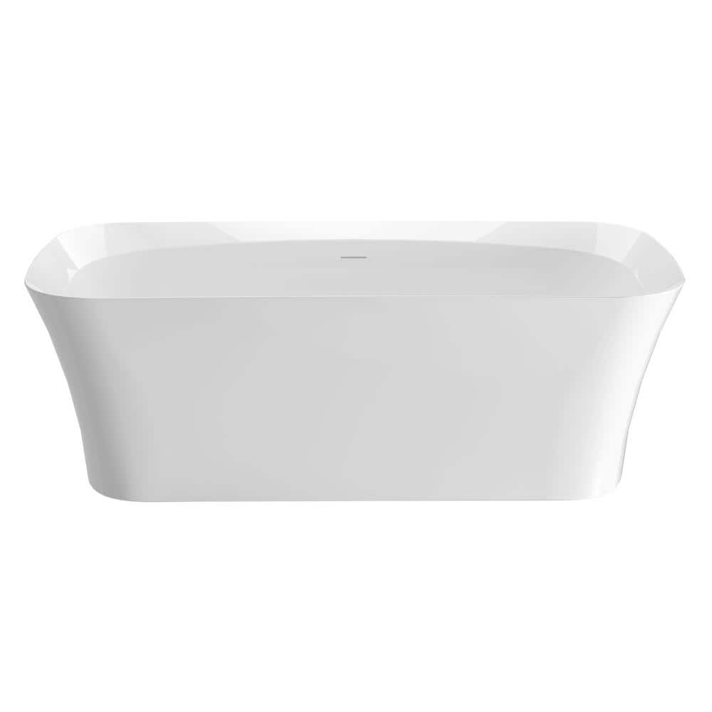 Getpro 67 in. x 31in. Acrylic Freestanding Soaking Bathtub Rectangular Free Stand Alone Tub Flat Bottom with Center Drain White (1)