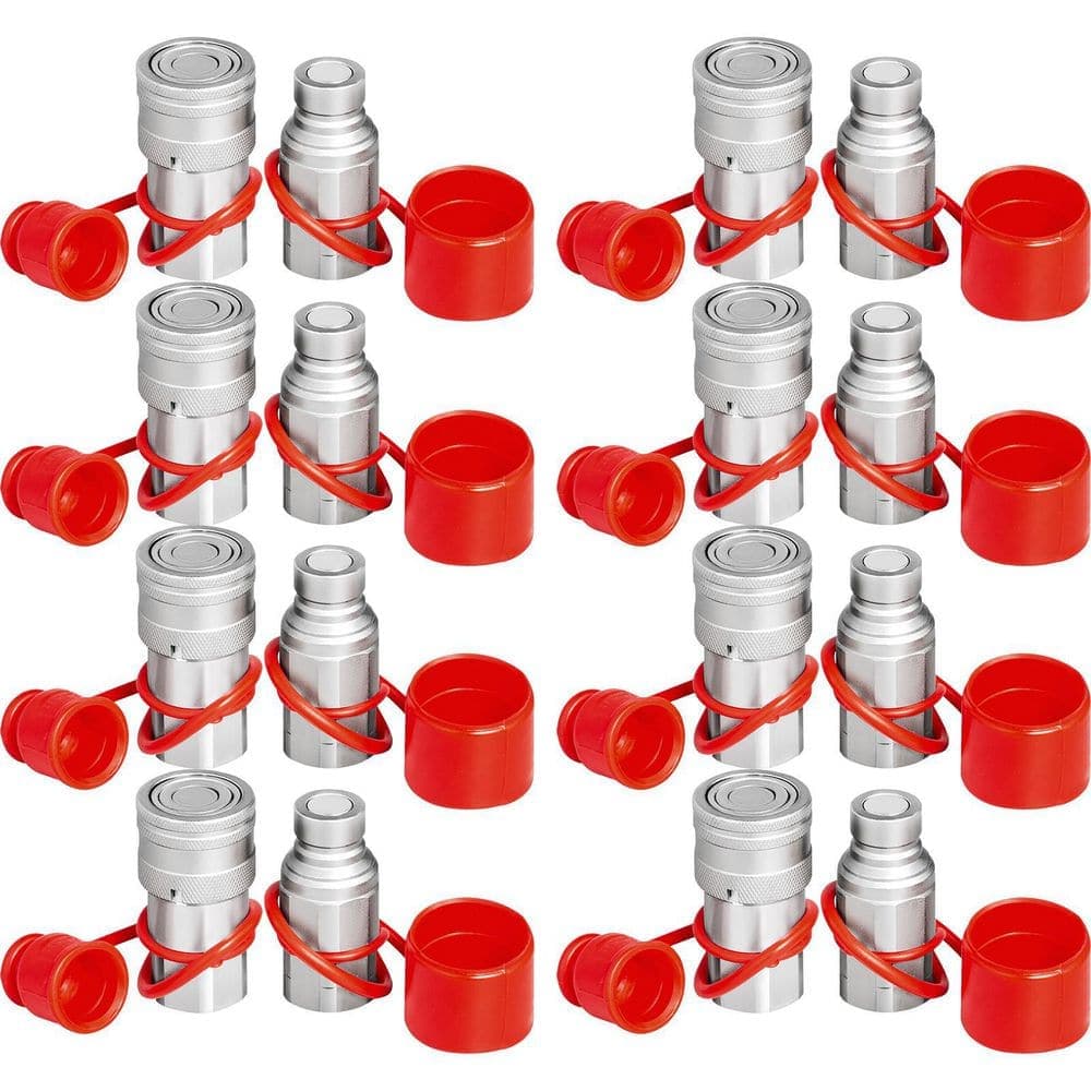 VEVOR Skid Steer Hydraulic Quick Connect 1/2 in. Body Hydraulic Coupler 1/2 in. NPT Hydraulic Coupling Quick Connect, 8-Pairs (1)