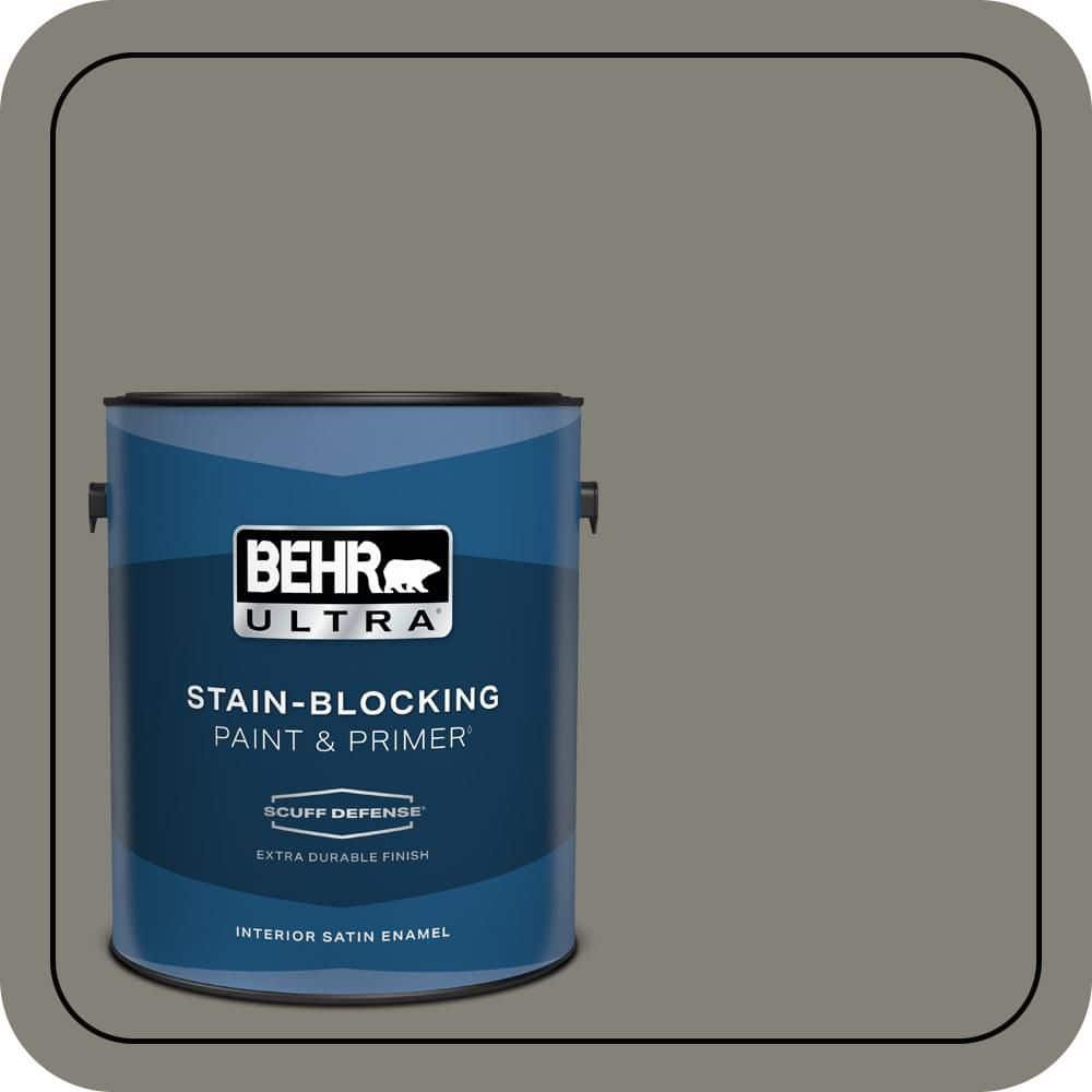 BEHR ULTRA 1 gal. #N360-5A Wood Ash Extra Durable Satin Enamel Interior Paint & Primer
