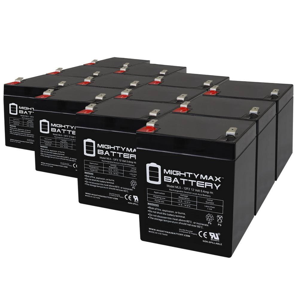 MIGHTY MAX BATTERY 12-Volt 5Ah F2 SLA Replacement Battery for Vision AGM CP1250-12 Pack