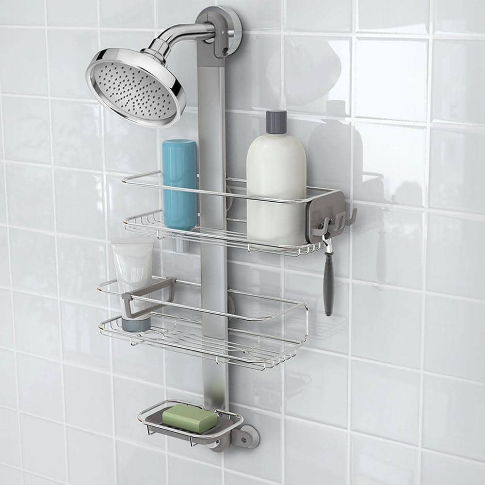 simplehuman Medium Adjustable Shower Caddy, Stainless Steel/Anodized Aluminum (2)
