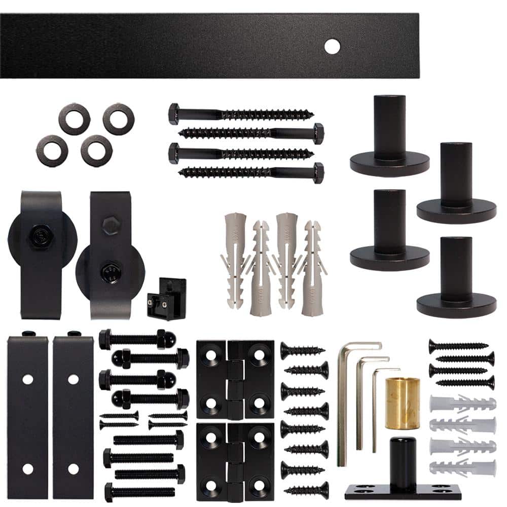 Quiet Glide 63 in. Black Single Bi-Fold Sliding Barn Door Track and Hardware Kit (2)