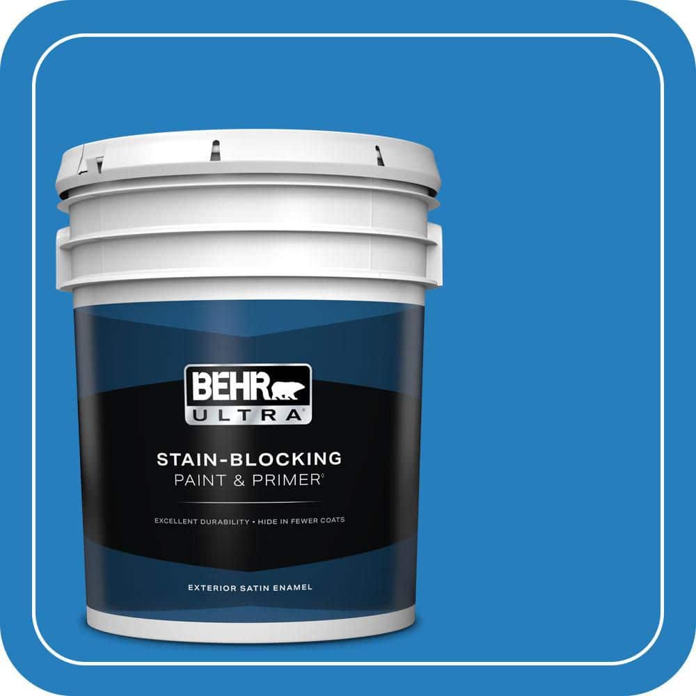 BEHR ULTRA 5 gal. #P510-6 Brilliant Blue Satin Enamel Exterior Paint & Primer