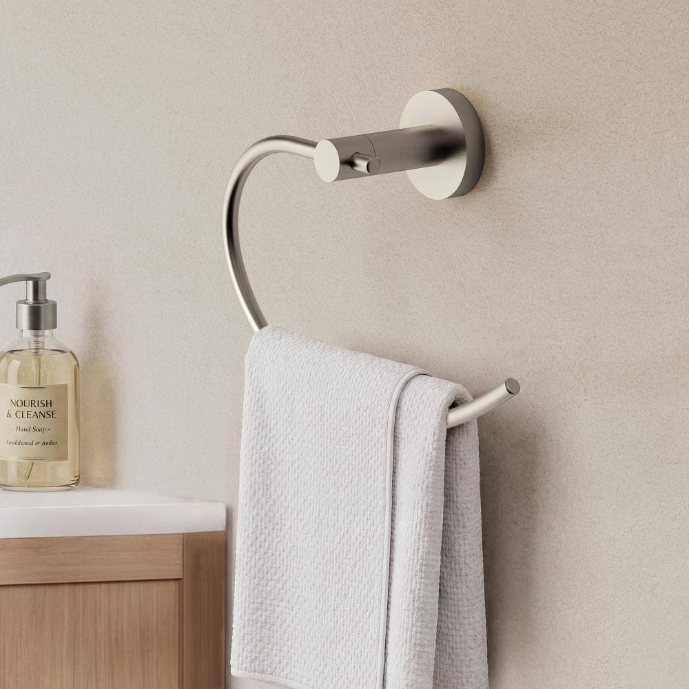 EVERSTEIN Wall Mount Round Open Towel Ring Bath Hardware Accessory in Brushed Nickel (3)