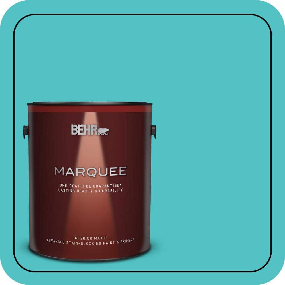 BEHR MARQUEE 1 gal. #500B-4 Gem Turquoise Matte Interior Paint & Primer