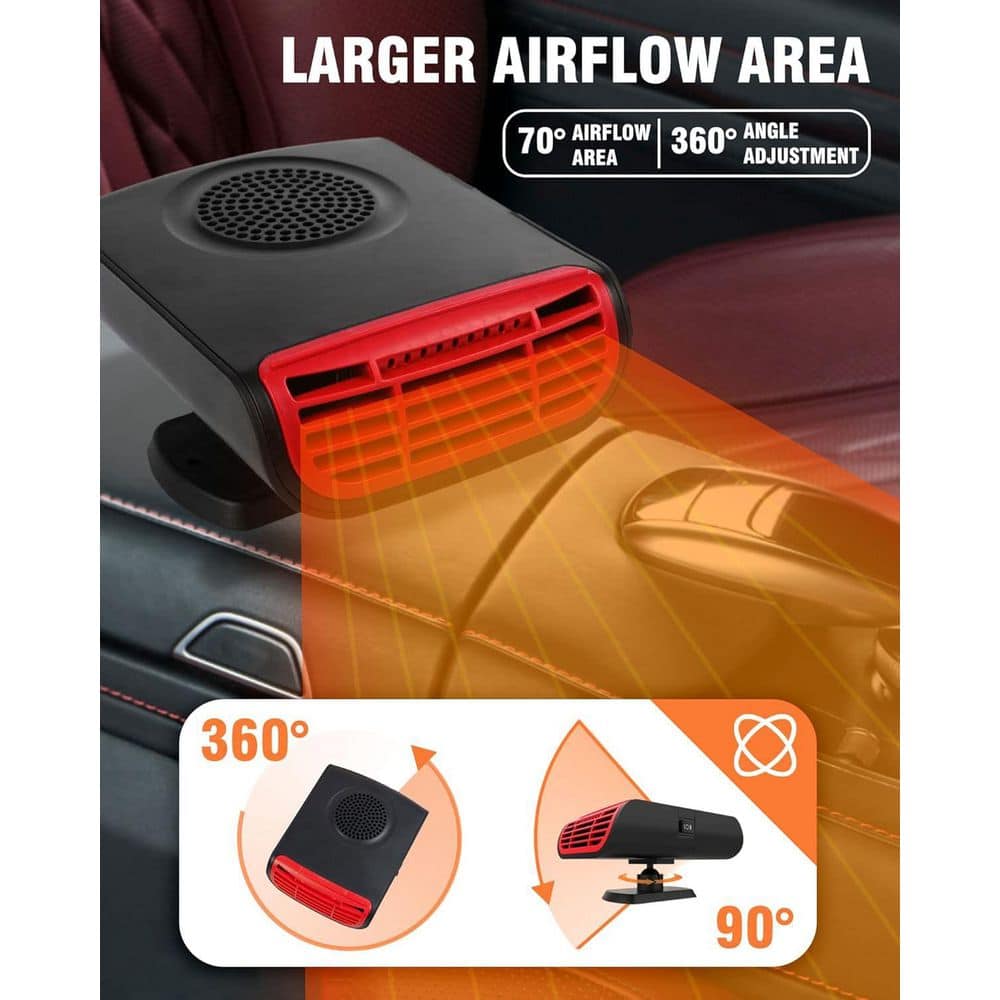 Aoibox 12V Portable Car Heater w/ 360° Rotatable Design for Vehicle, 2 in 1 Heating & Cooling Fast Windshield Defrost Defogger (3)