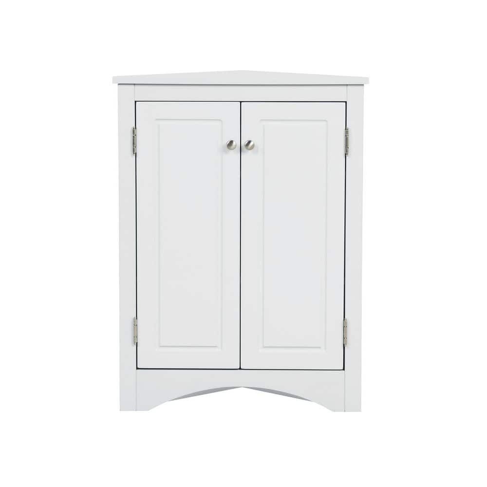 Unbranded Freestanding 17.2 in. W x 17.2 in. D x 31.5 in. H White Triangle Linen Cabinet with Adjustable Shelves