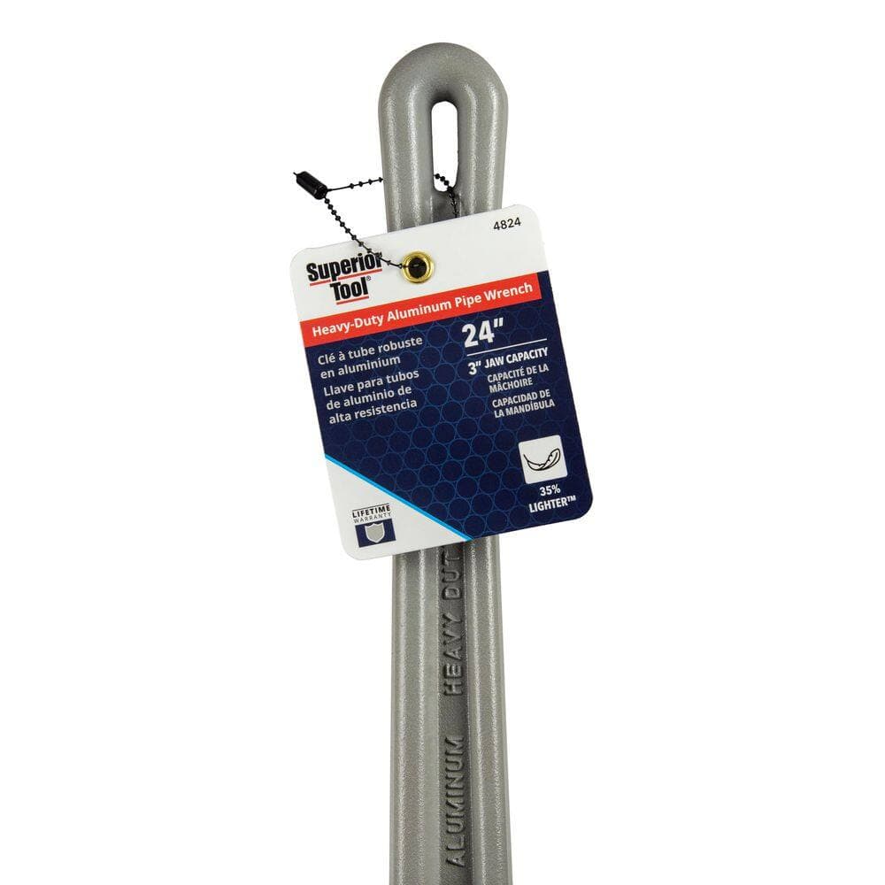 Superior Tool 24" Heavy-Duty Straight Aluminum Pipe Wrenches (2)
