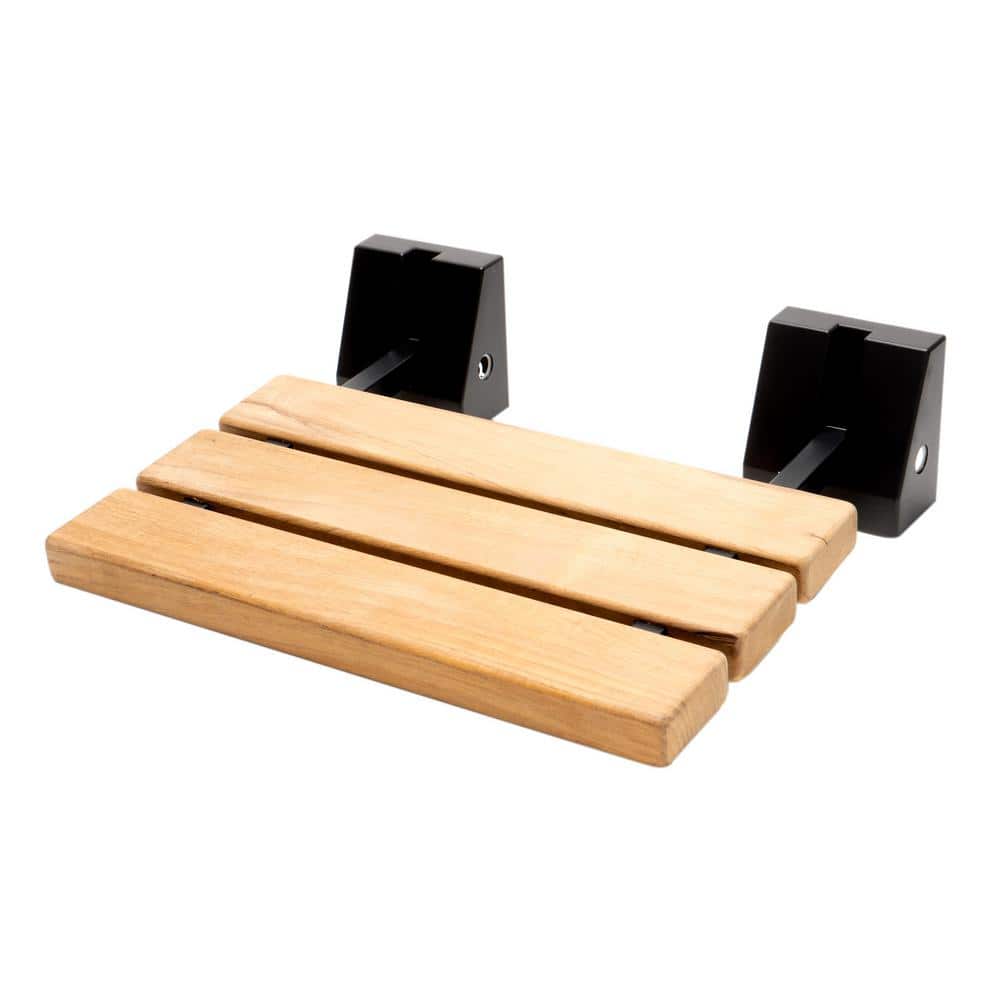 ALFI BRAND 15.75 in. W x 4.25 in. D Wall-Mounted Shower Seat with Black Matte Joints in Natural Wood (1)