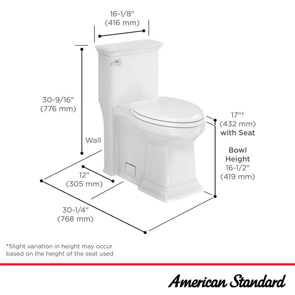 American Standard Town Square S 1-Piece 1.28 GPF Single Flush Elongated Toilet in White, Seat Included (2)