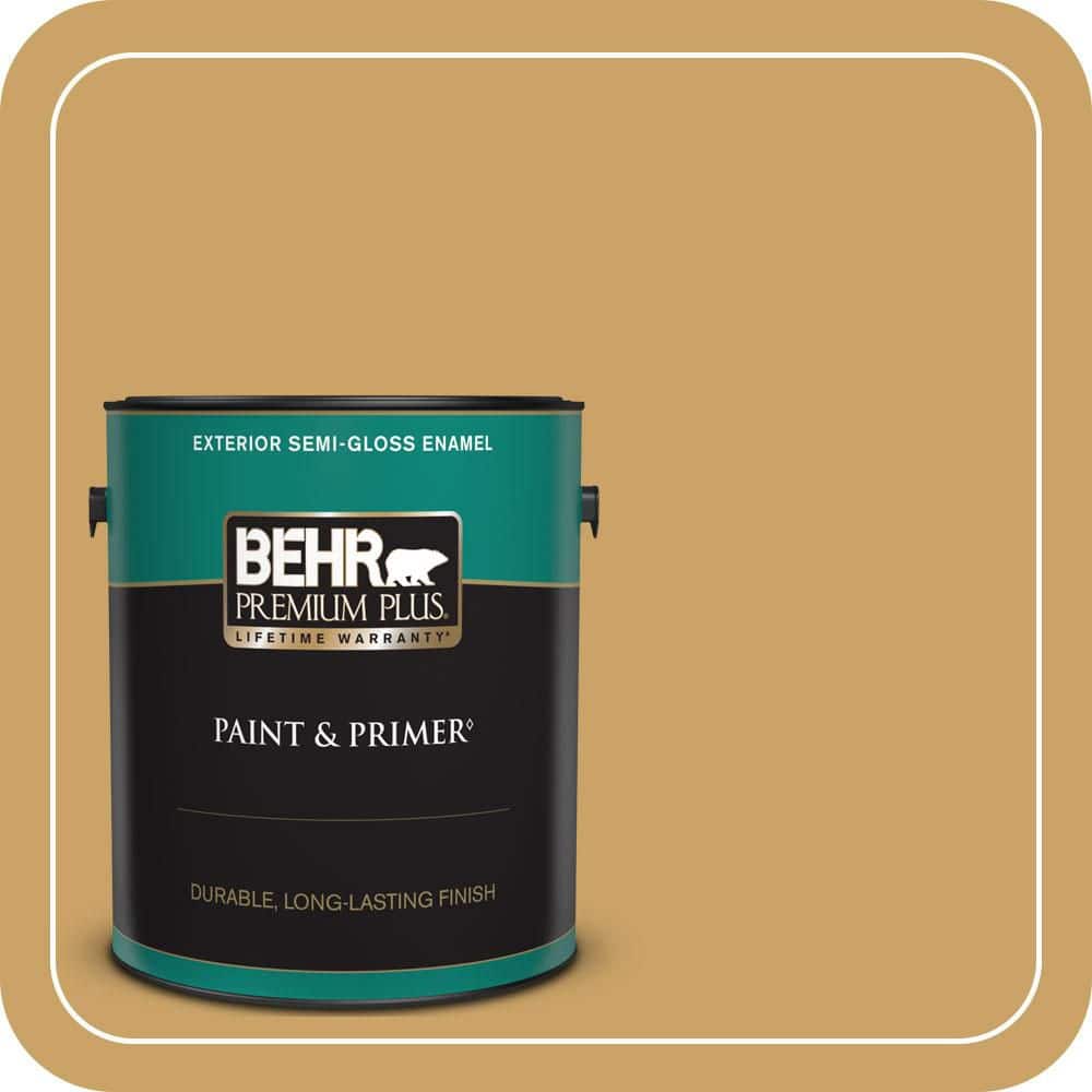 BEHR PREMIUM PLUS 1 gal. #PPU6-17 Classic Gold Semi-Gloss Enamel Exterior Paint & Primer