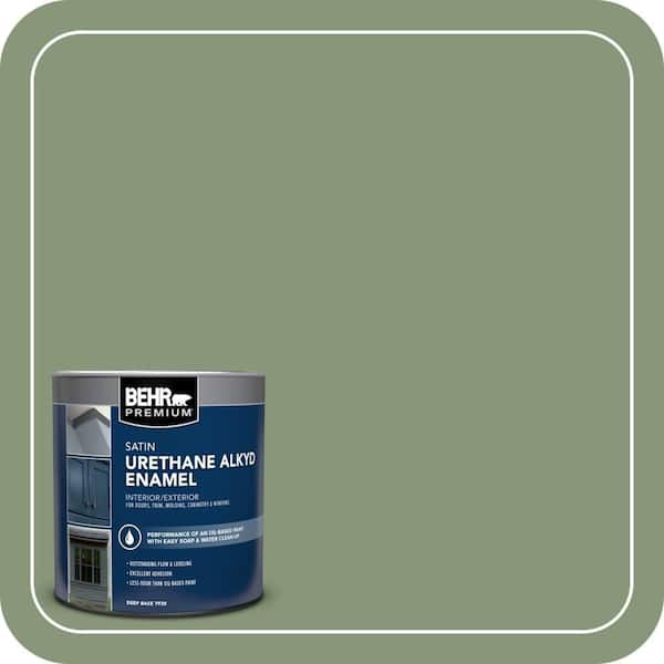 BEHR PREMIUM 1 qt. #S390-5 Laurel Tree Urethane Alkyd Satin Enamel Interior/Exterior Paint (2)