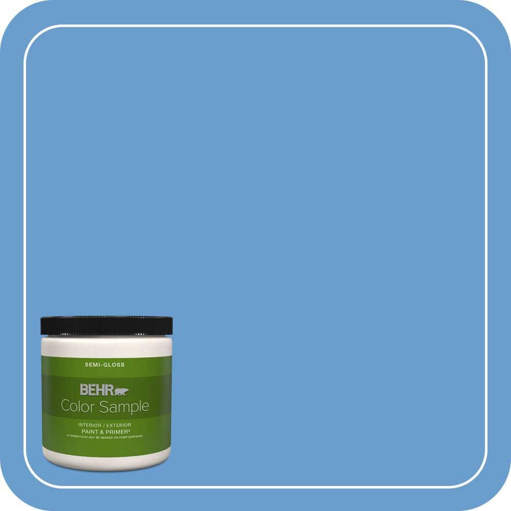 BEHR PREMIUM PLUS 8 oz. #570B-5 Gulf Stream Semi-Gloss Interior/Exterior Paint & Primer Color Sample