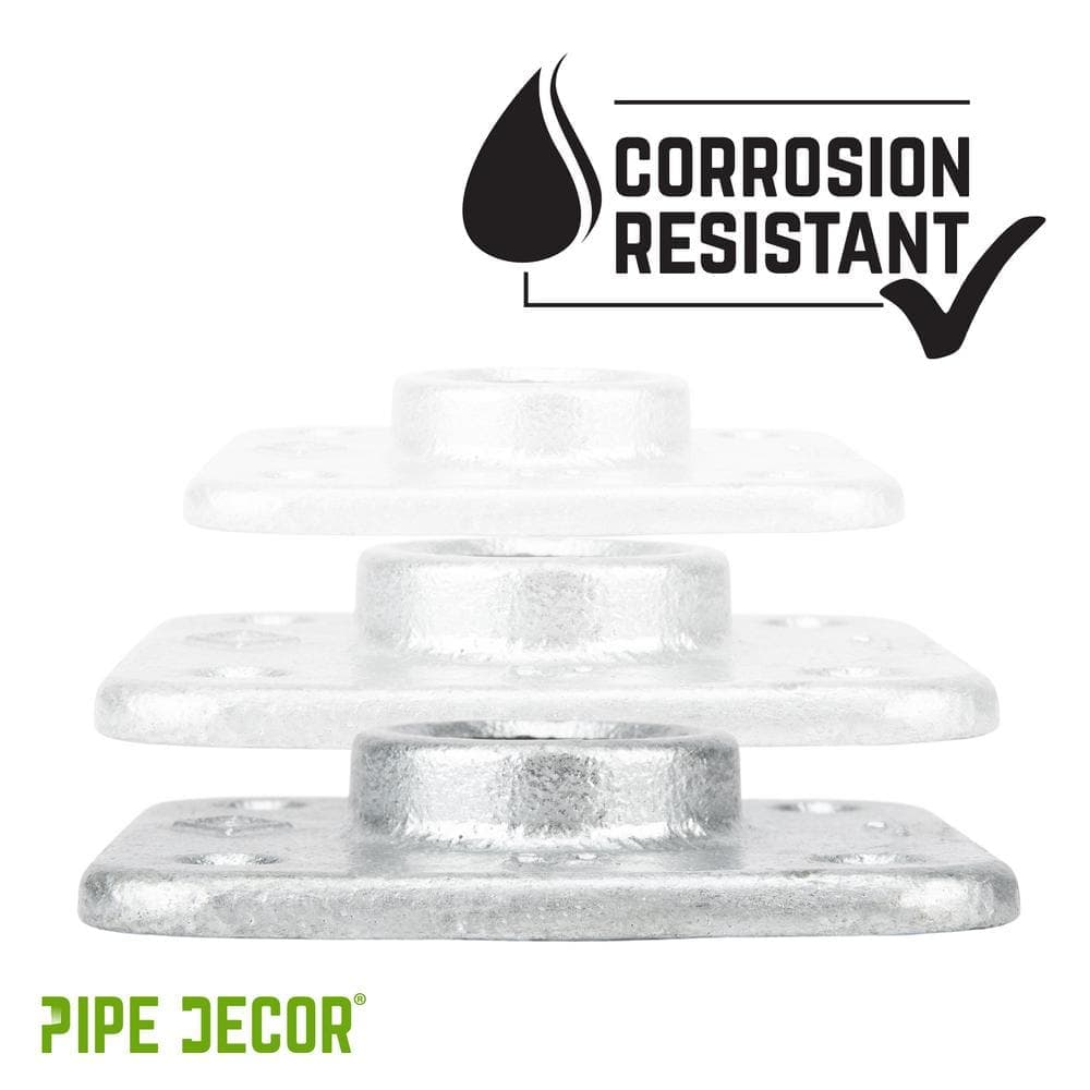 PIPE DECOR 1 in. Galvanized Iron Square Floor Flange (4-Pack) (3)
