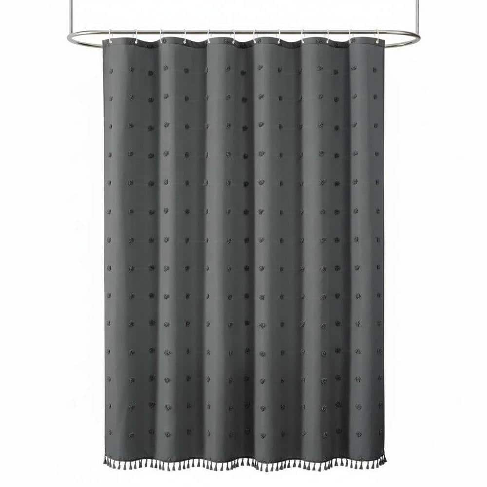 Unbranded Boho Farmhouse 72 in. W x 72 in. L Fabric Shower Curtain in Grey (1)