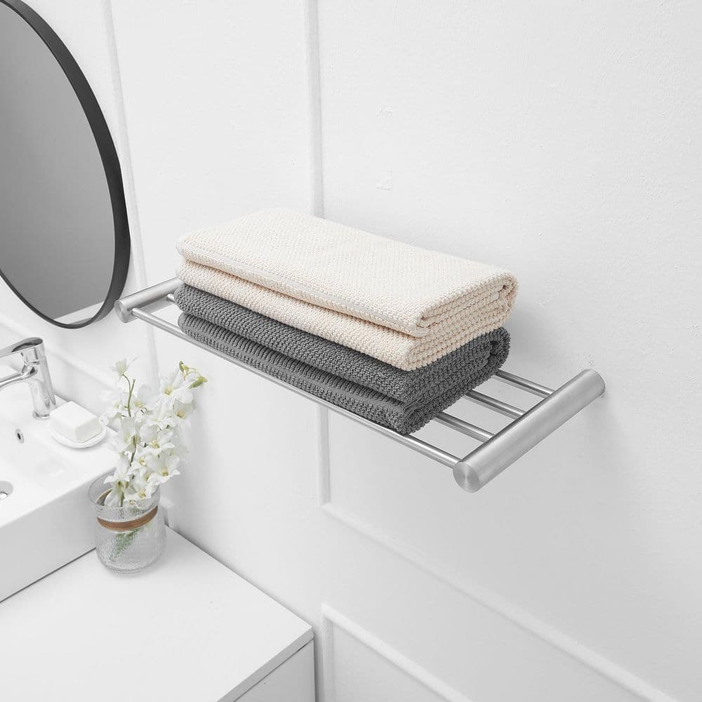 BWE 4-Bar Towel Rack Towel Shelf Wall Mounted Modern Hotel Style with Towel Bar Single Towel Rack in Brushed Nickel (2)