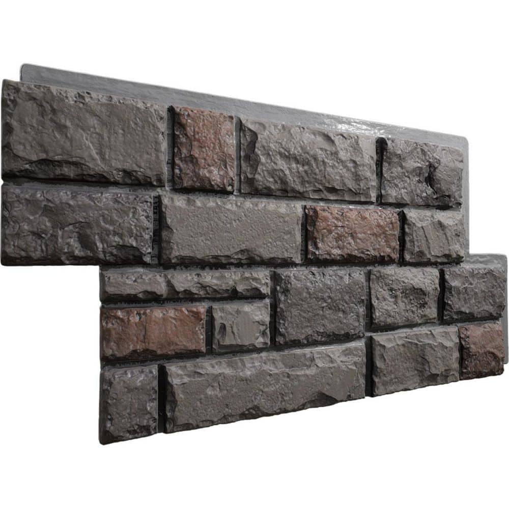 Ekena Millwork EverStone Regal Faux Stone Panel, 47 3/4"W x 24 3/4"H x 1 3/4"D, Earth Color (3)