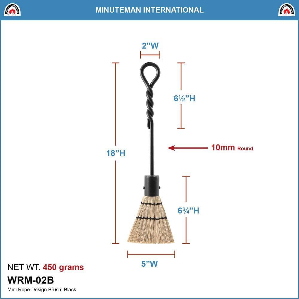 ACHLA DESIGNS 18 in. Tall Black Mini Rope Design Fireplace Brush Tool (2)