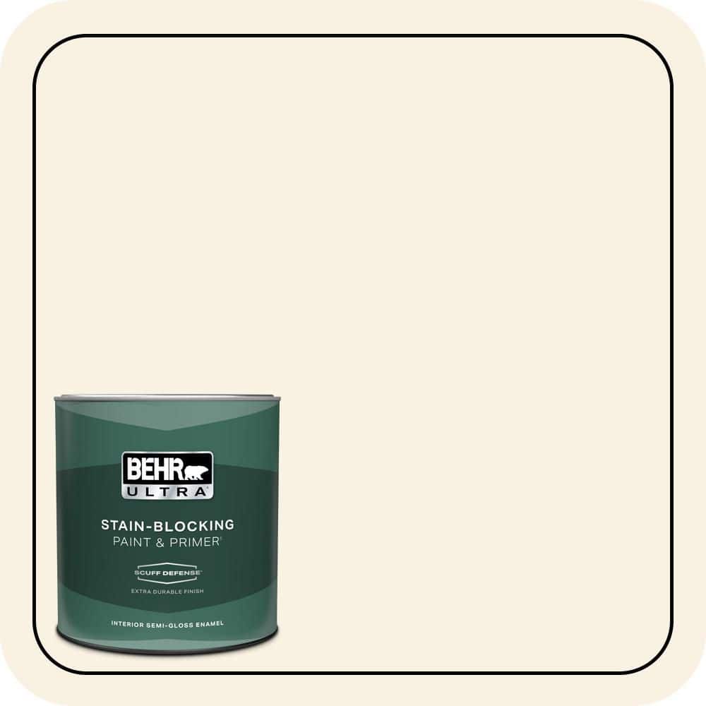 BEHR ULTRA 1 qt. #W-F-100 Belgian Cream Extra Durable Semi-Gloss Enamel Interior Paint & Primer