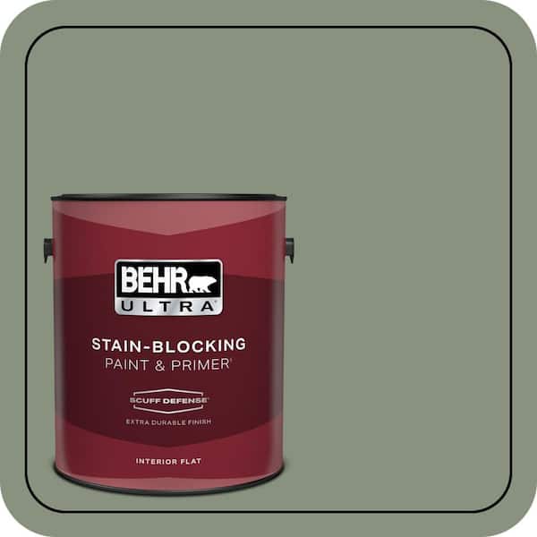 BEHR ULTRA 1 gal. #N390-5 Eucalyptus Wreath Extra Durable Flat Interior Paint & Primer (2)