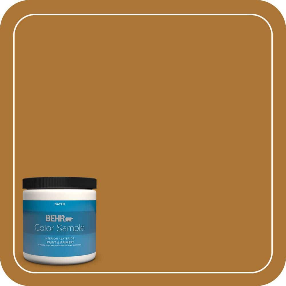 BEHR PREMIUM PLUS 8 oz. #S-H-320 Enchanting Ginger Satin Enamel Interior/Exterior Paint & Primer Color Sample