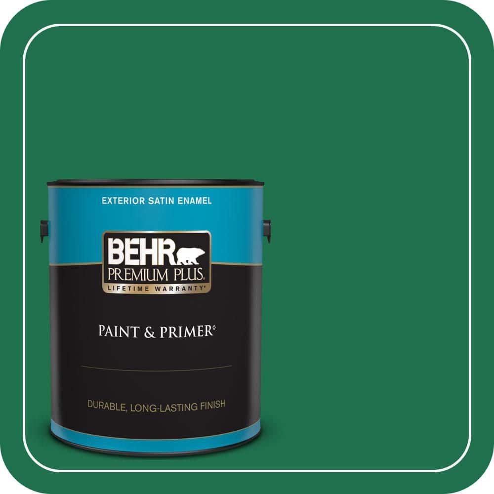 BEHR PREMIUM PLUS 1 gal. #470B-7 Climbing Ivy Satin Enamel Exterior Paint & Primer