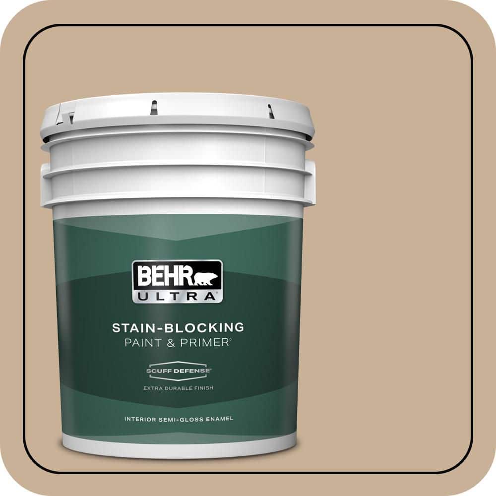BEHR ULTRA 5 gal. #MQ2-46 Basswood Extra Durable Semi-Gloss Enamel Interior Paint & Primer