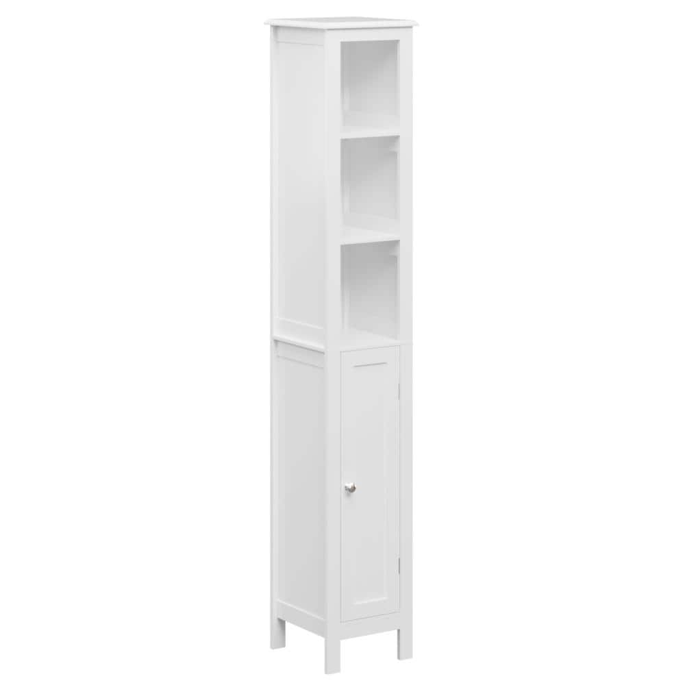 Tileon 12 in. x 67 in. White Linen Cabinet, Bathroom Storage Cabinet with 1 Door & Adjustable Shelves for Small Spaces (1)