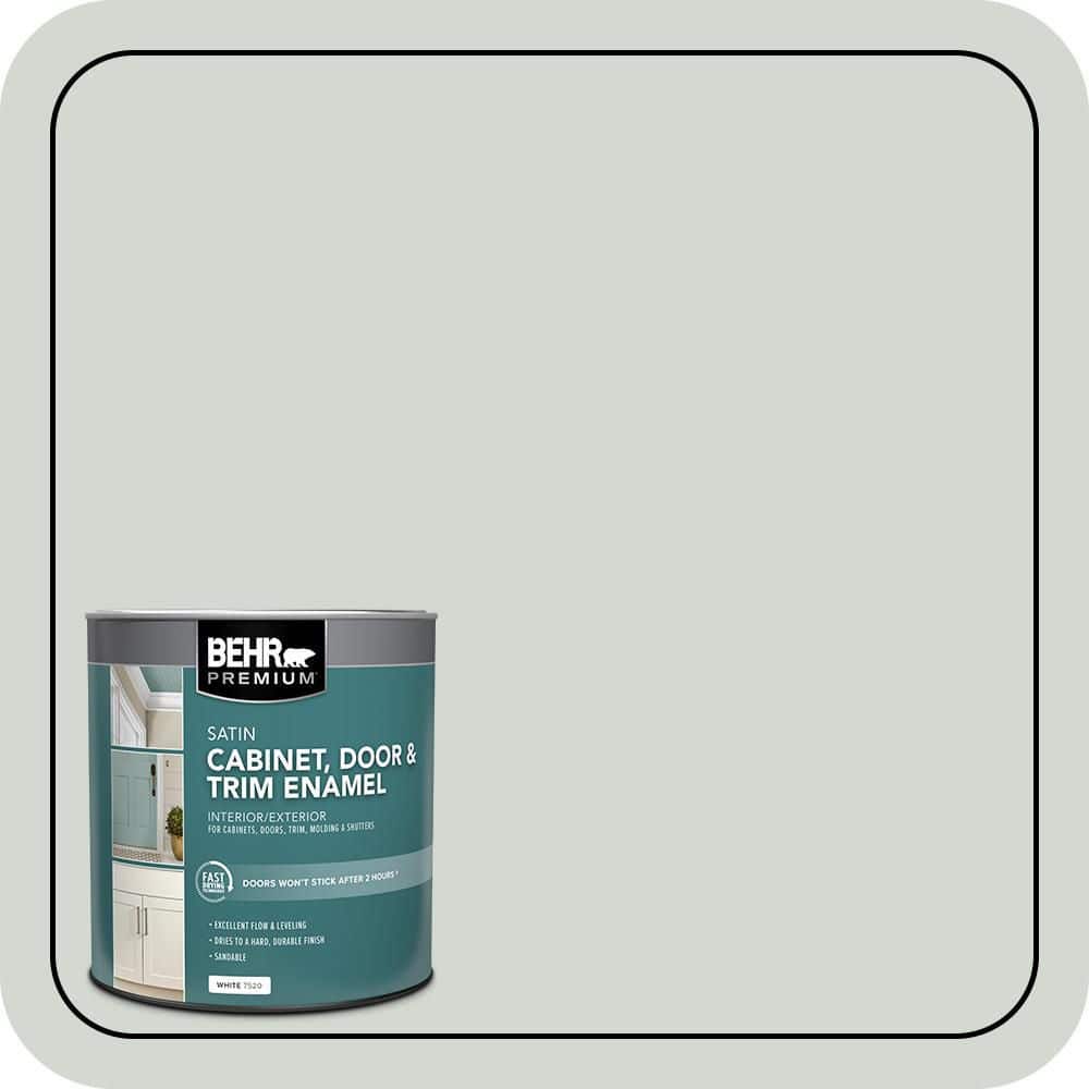 BEHR PREMIUM 1 qt. #N410-2 Brook Green Satin Enamel Interior/Exterior Cabinet, Door & Trim Paint (1)