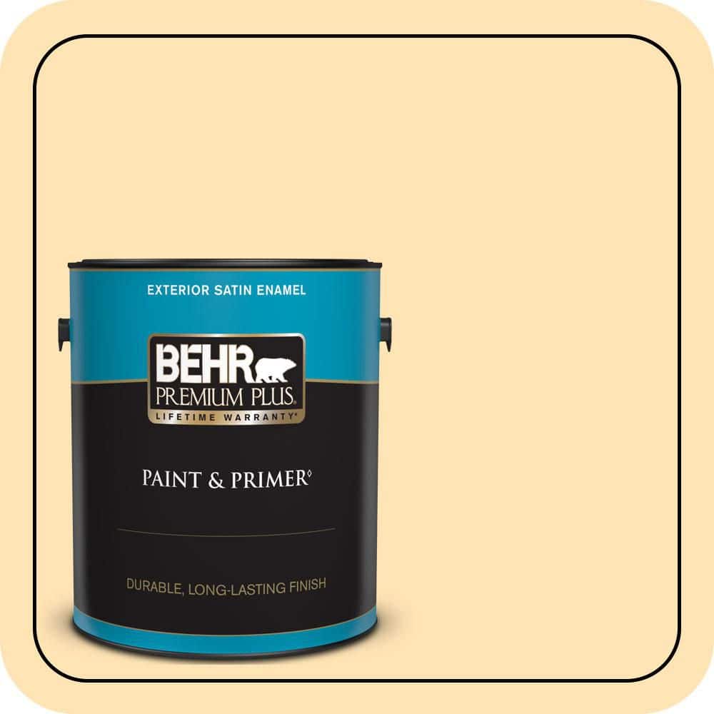 BEHR PREMIUM PLUS 1 gal. #P250-2 Golden Nectar Satin Enamel Exterior Paint & Primer