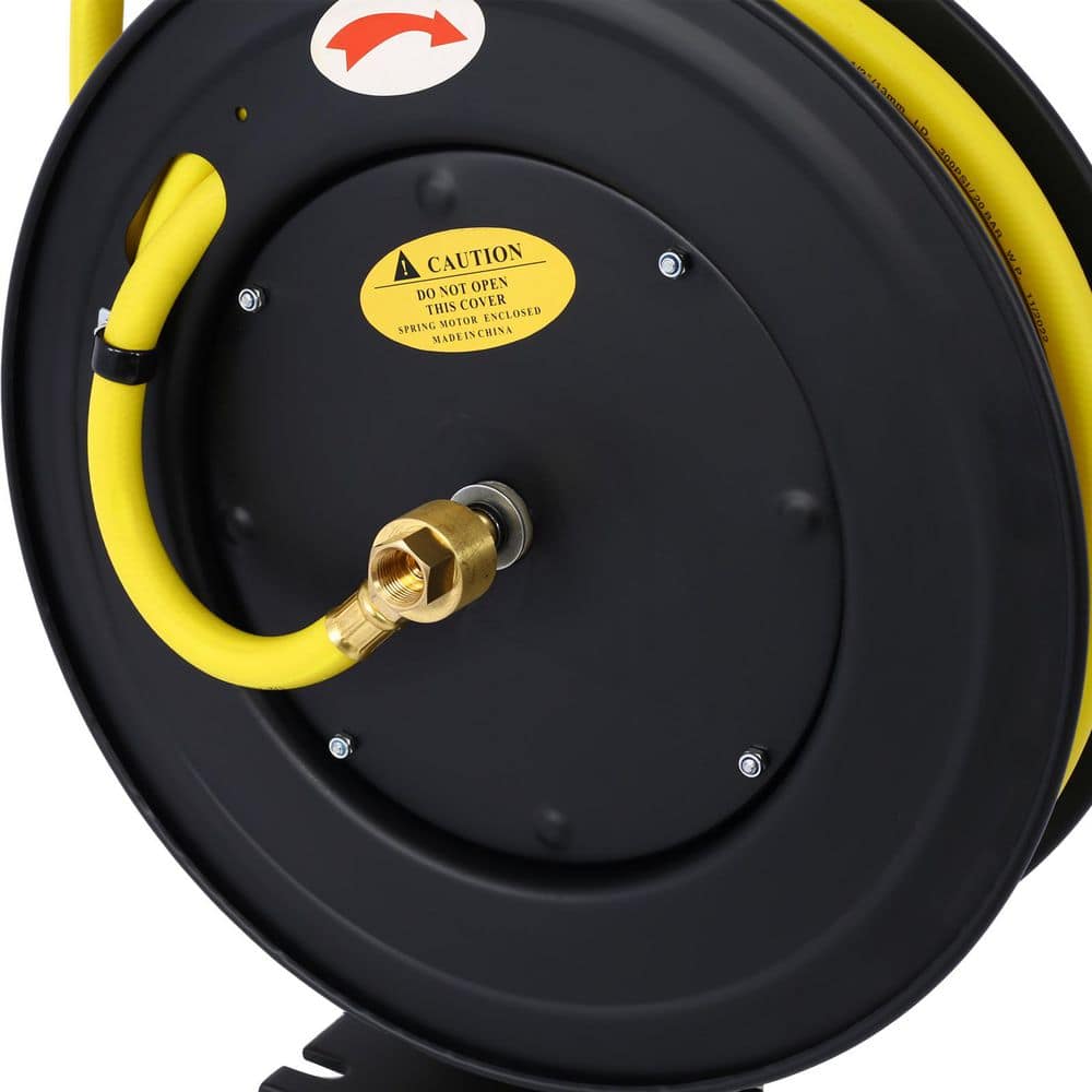 Oerbin Retractable Air Hose Reel, 1/2 in. x 50 ft. Auto Rewind Hose-Reel, Industrial Grade Rubber Hose (2)