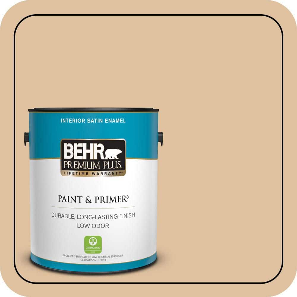 BEHR PREMIUM PLUS 1 gal. #S290-3 Slender Reed Satin Enamel Low Odor Interior Paint & Primer