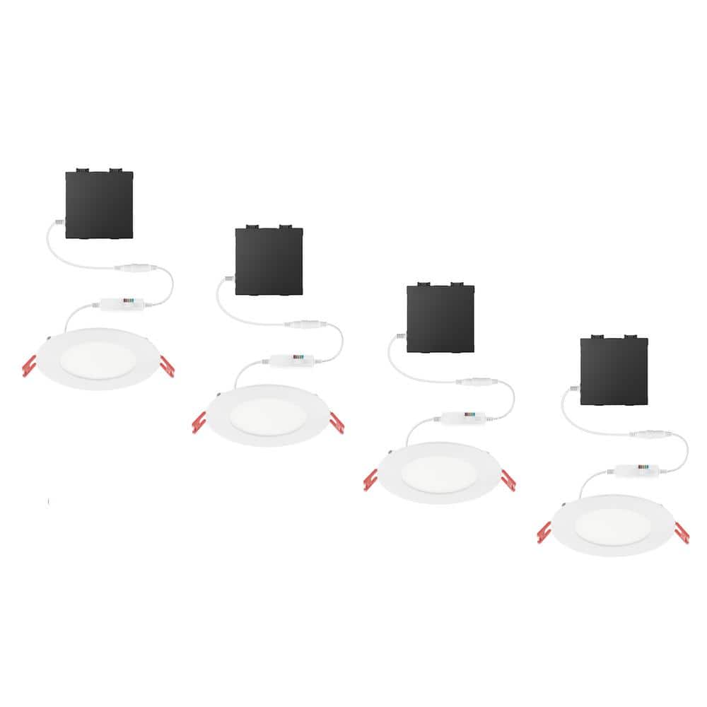 Commercial Electric 4-Pk 4 in. Premium Series Adjustable CCT Dimmable Integrated LED Canless Recessed Light for Kitchen Bathroom Living Room (2)