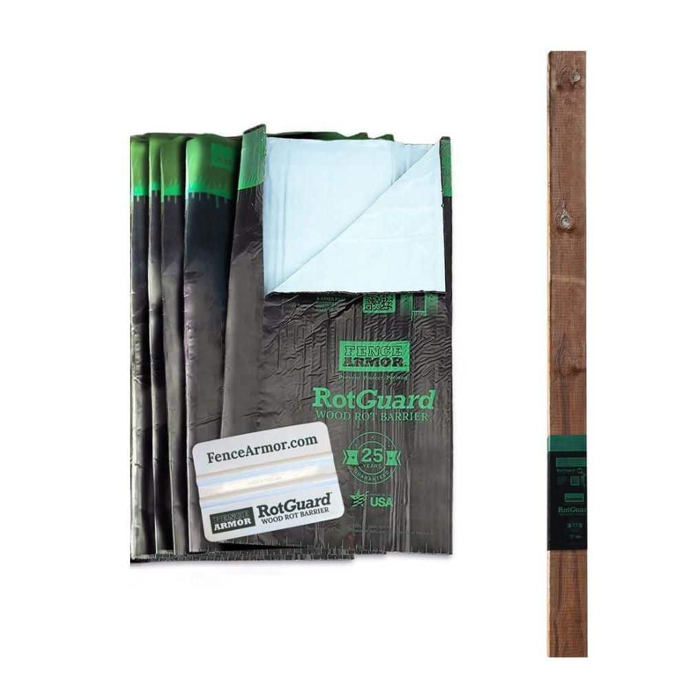 RotGuard™ (5pk) 6x6 Series Self-Adhesive Rot Barrier Post Wrap Cut-To-Fit Round/Square 6.125 in. or Smaller for Fence & Deck Wood