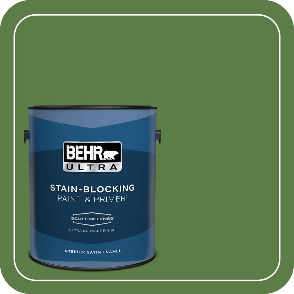 BEHR ULTRA 1 gal. #440D-6 Grassy Field Extra Durable Satin Enamel Interior Paint & Primer
